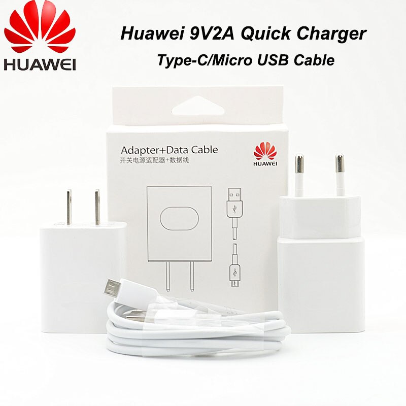 Huawei 9V2A Eu/Us Fast Charger QC2.0 Quick Fast Charge Adapter Type C/Micro Usb Kabel Voor Mate 7 8 10Lite P8 9 10Lite Honor 8