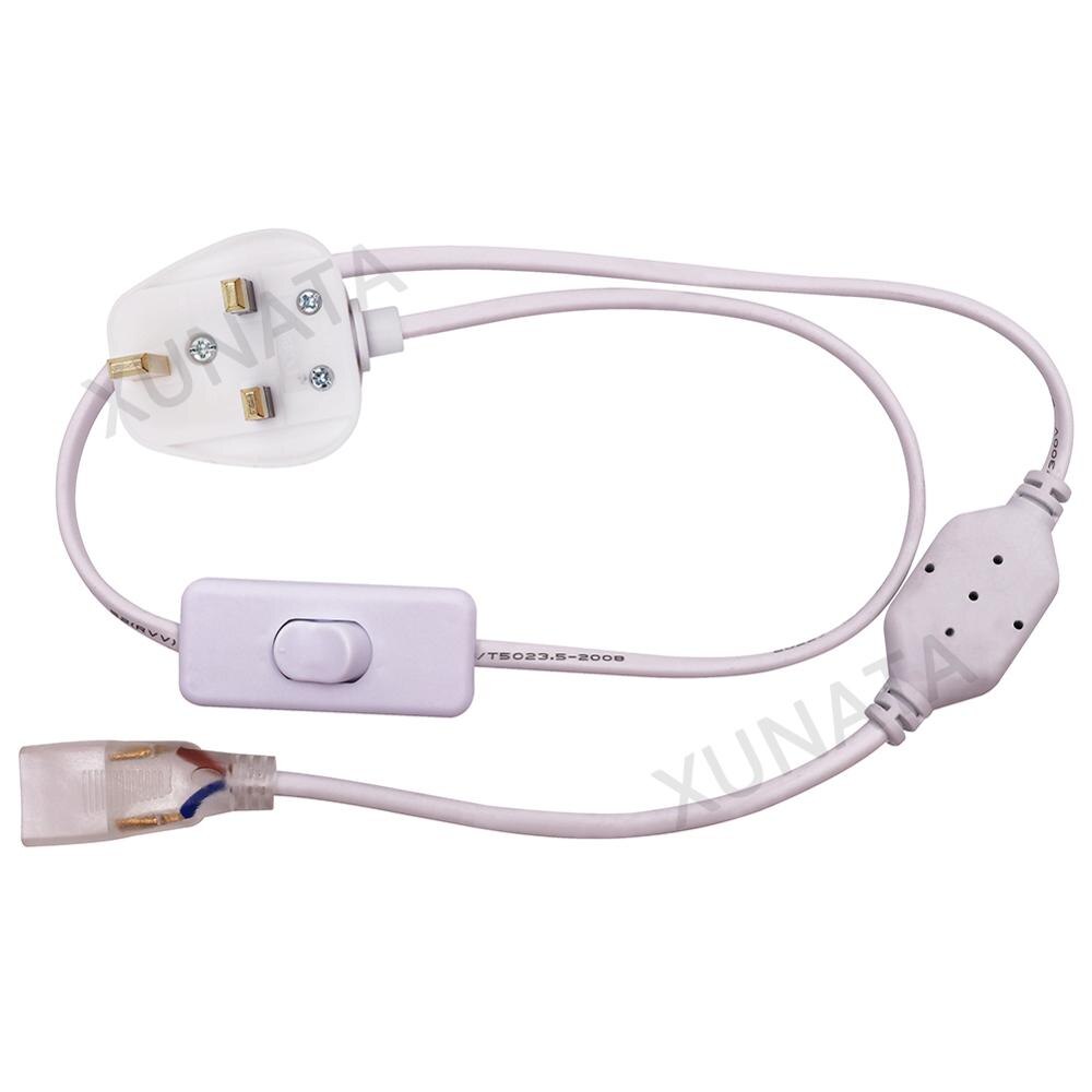 Ac 110V 220V 6 Mm 12 Mm 15 Mm Waterdichte Voeding Adapter Eu/Uk/Us schakelaar Plug 80 Cm Voor 110V 220V Flexibele Led Strip Verlichting