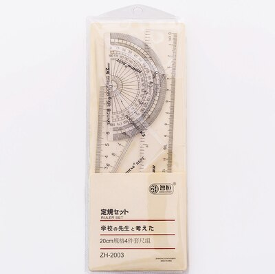 Simplicity Grid Ruler Set Transparent Acrylic Plastic Students Protractor Drawing Tools School Supplies Stationery: 20cm 4 sets of ruler