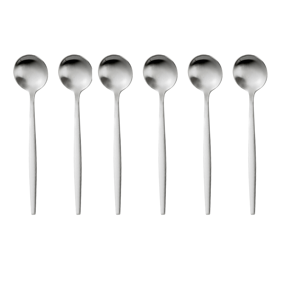 Cuillère à café dorée en acier inoxydable, 6 pièces, cuillères à café, gâteau glacé, Dessert, ensemble de cuillères, vaisselle en argent, couverts de fête: Bleu