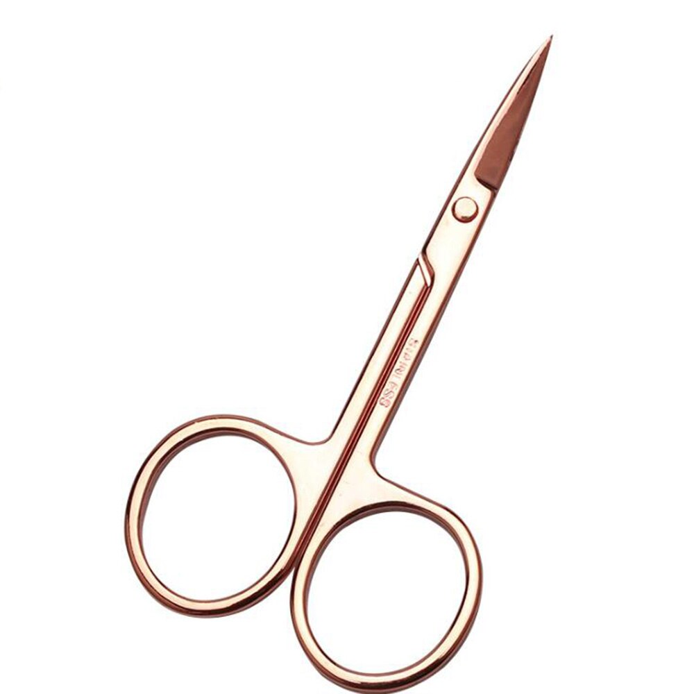 Tijeras de maquillaje de acero inoxidable de 1/2 Uds. Para recortar el pelo de la nariz herramientas para quitar el pelo de la ceja: -3