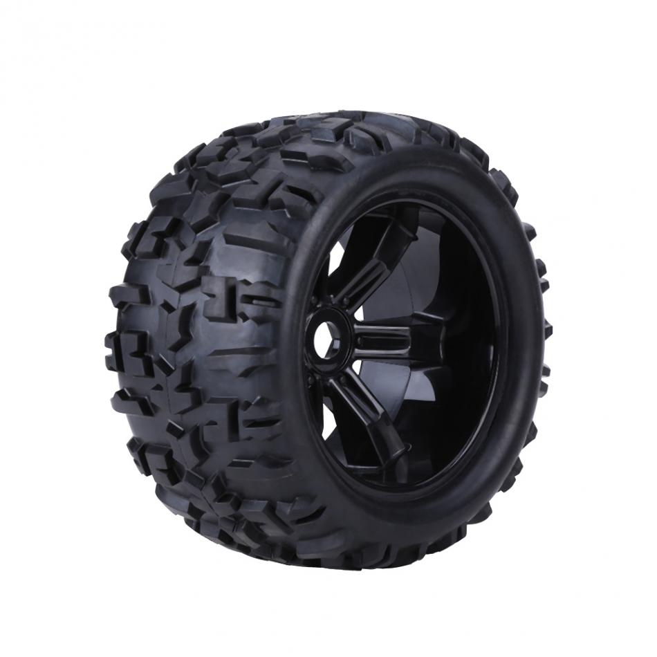 4pcs Universal RC Car Tires Set Plastic Rubber Tyre Tires & Wheel Rims 17mm Hubs for 1/8 RC Truck Car Spare Parts Accessory