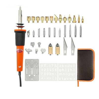 30W Electric Soldering Iron Pen Wood Burning Pen Set Pencil Burner With Brass Tips and Accessories Diy Tools Burning Brush: 37pcs / EU