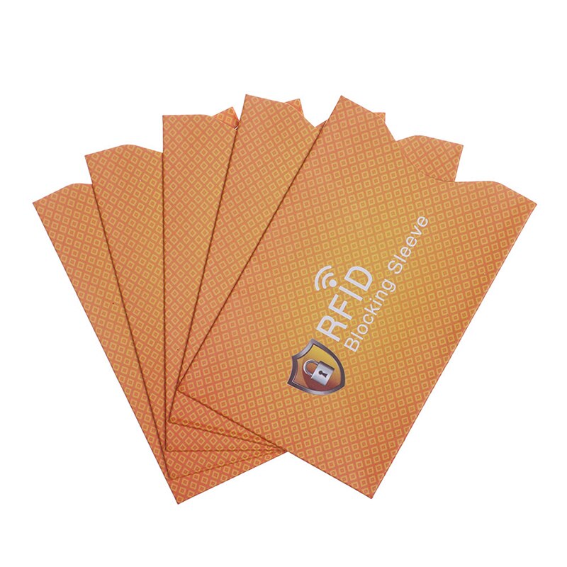 10 stk aluminiumsfolie rfid blokeringskorthylster anti scan kortholder nfc afskærmning kreditkort bankkort beskytter anti tyveri tegnebog: Orange