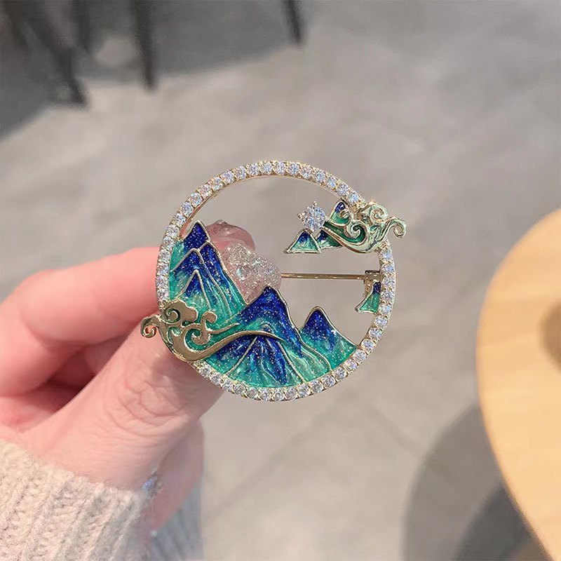 Broche créative en Zircon pour femmes, nuage creux, perle, mignon, feuille de montagne, fleur, Corsage, manteau, robe, collier, bijoux de fête: Couleur jaune clair