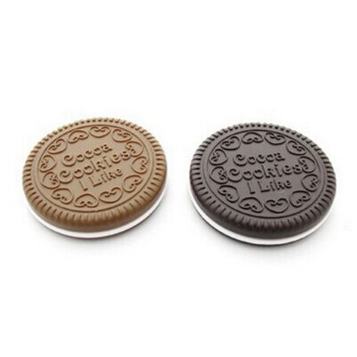 Kvinder makeup værktøj lomme spejl makeup spejl mini mørkebrun sød chokolade småkage formet med kam dame