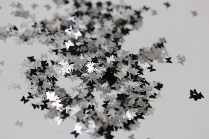 Mixes Zilver Wit en Zwart Solventbestendige Vlinder Glitter Spangles voor nail art en Andere DIY decoratie