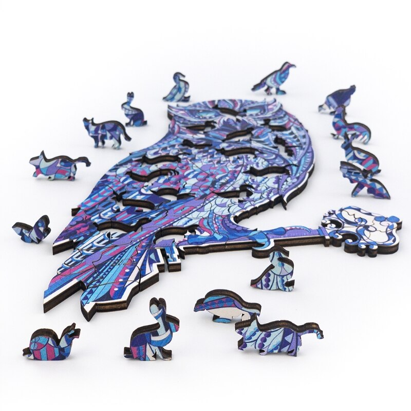 28EC Primary Puzzle Boxes Thickened Hard Wood DIY Wall Décor Owl Jigsaw for House