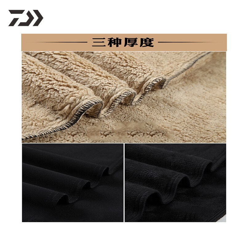 Daiwa Thick Velvet Thermal Fishing Pants Winter Men Worsted Solid Fishing Drawstring Loose Outdoor Clothing Polyester Clothes