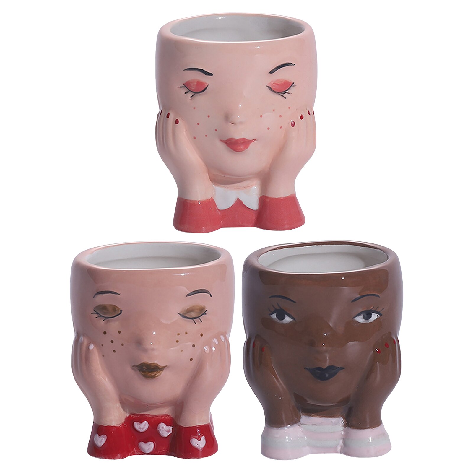 Vaso decoração para casa vasos estéticos decoração do quarto escultura cerâmica bonito menina blush vaso de flores jardim decoração de escritório em casa 3pcs