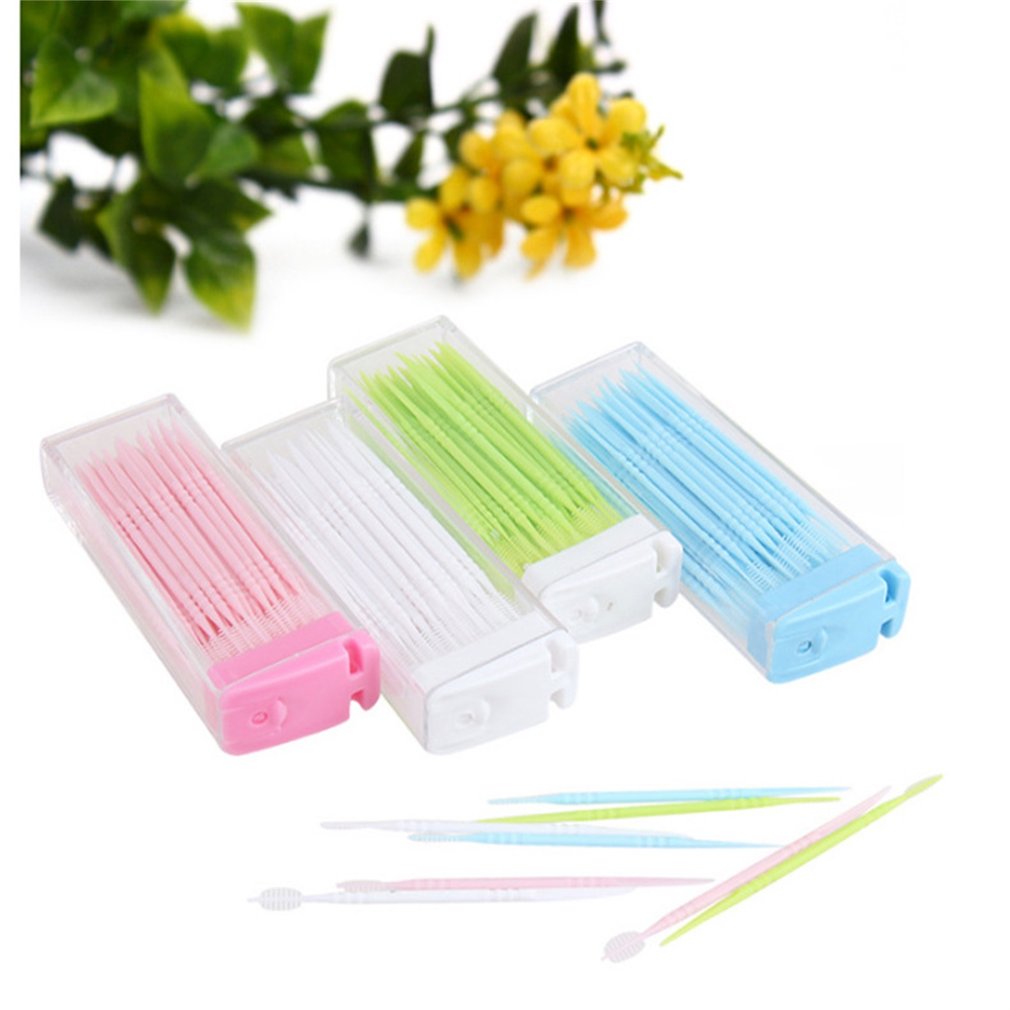 Portable Double Head Brush Tooth Picks Plastic Interdental Toothpick Brush 50 PCS Hotel Dental Picks Oral Care