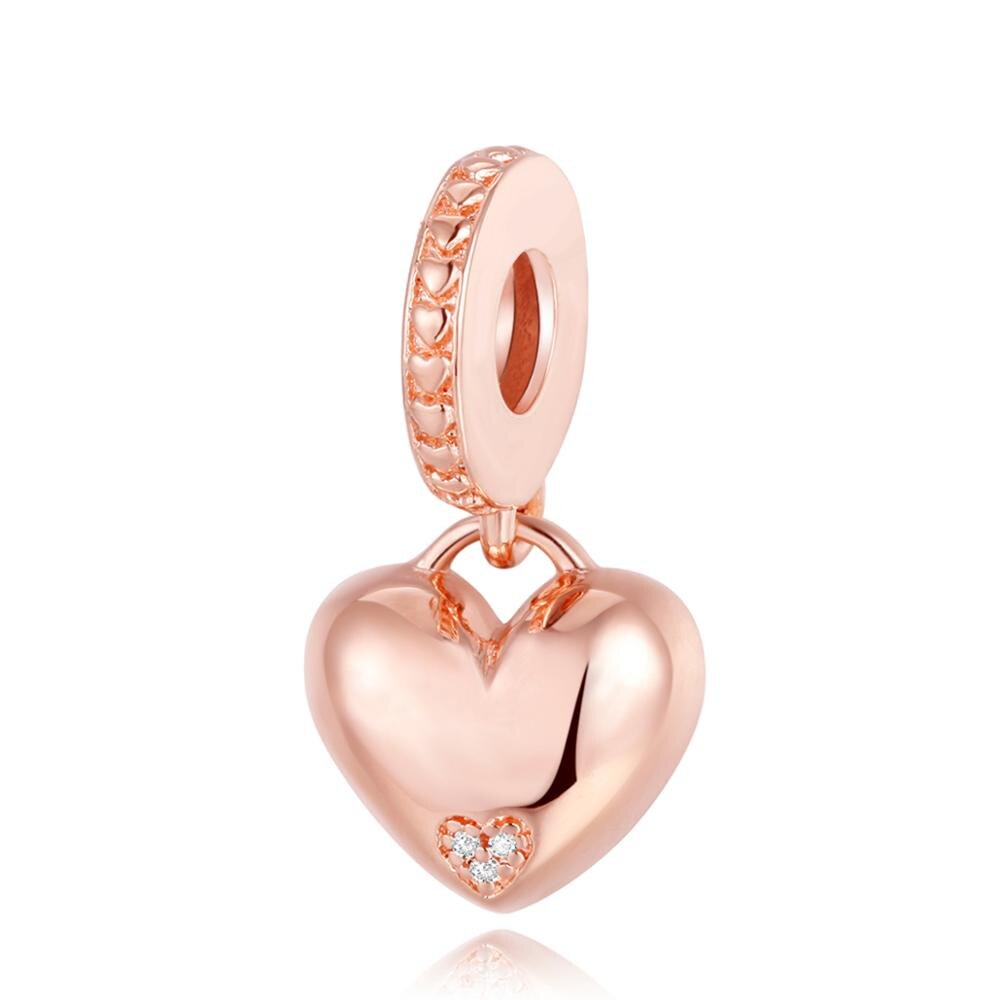 Rose Gold Baumeln Charms Liebe Schlösser Familie Herzen Baum Perlen Für Schmuck Herstellung Passend Original Silber Armbänder Für Frau DIY: Freier Raum