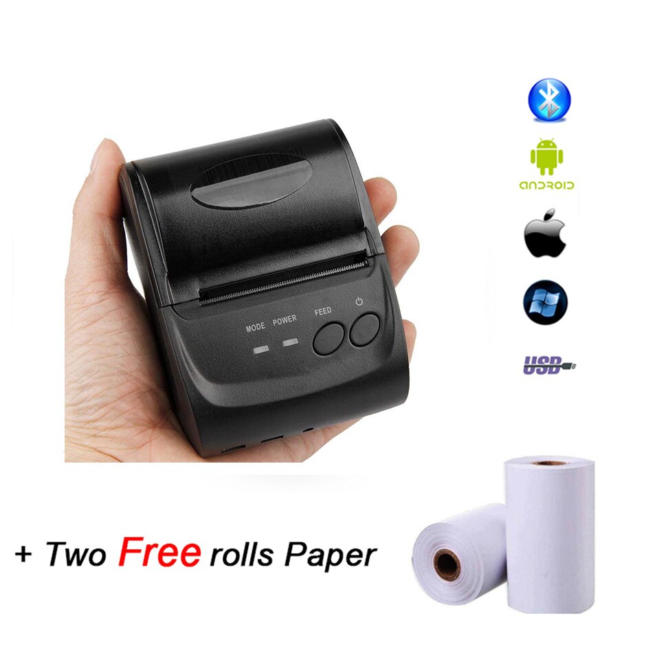 Pos-printer android draagbare bluetooth thermische printer mini 58mm bluetooth android ios pos-printer mobiele usb-bonprinter: Printer / Eu-stekker