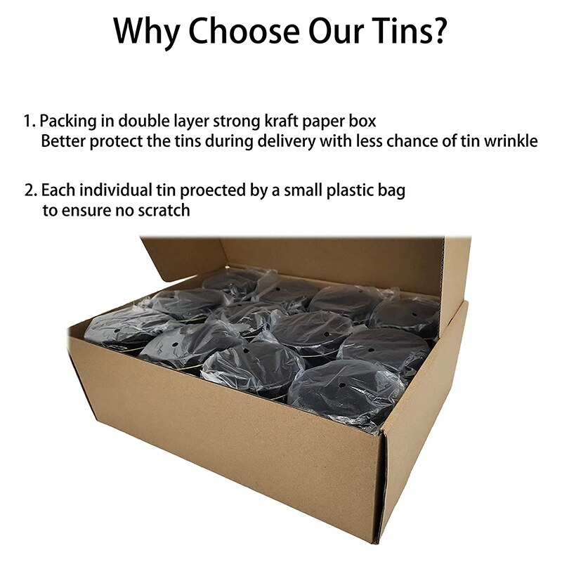 Candle Tins, 24 Piece, 4 Oz Metal Candle Containers for Making Candles, Arts &amp; Crafts, Dry Storage,Black