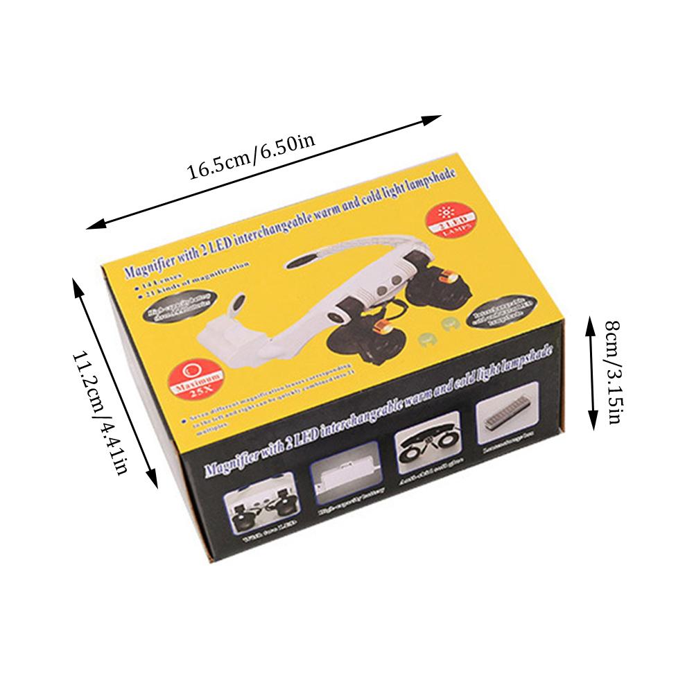 3X 4X 5X Einstellbare 21 Arten Von Vergrößerung Lupe LED Licht Stirnband Lupe LED Vergrößerungs Brille Mit Lampe, für Schmuck