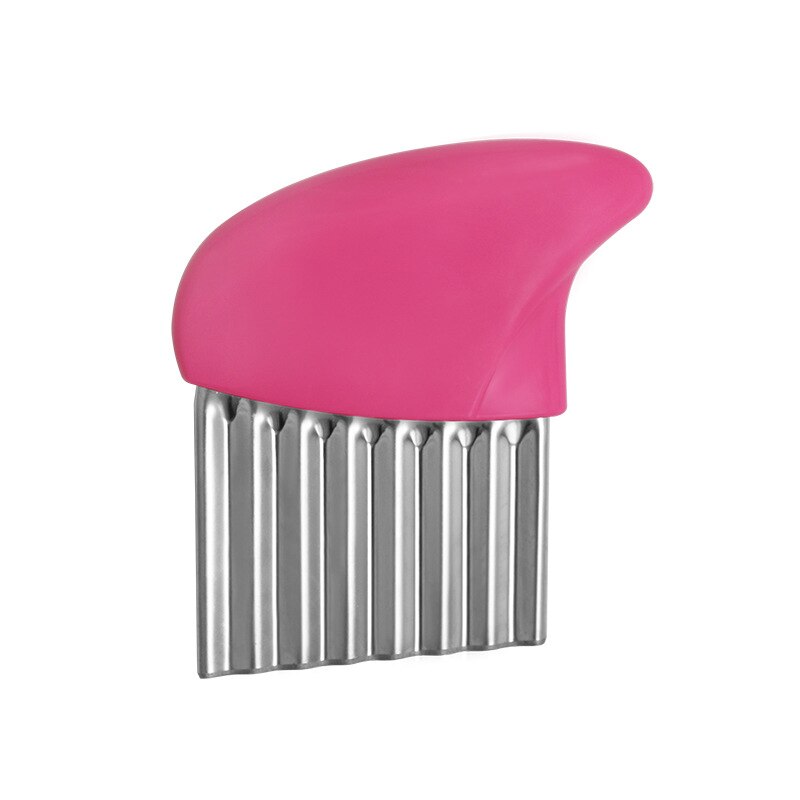 Aardappel Golvend Cutter Rvs Aardappel Slicer Franse Fry Cutter Mes Groente Cutter Shredder Snijden Gereedschap Keuken Gadgets: Pink