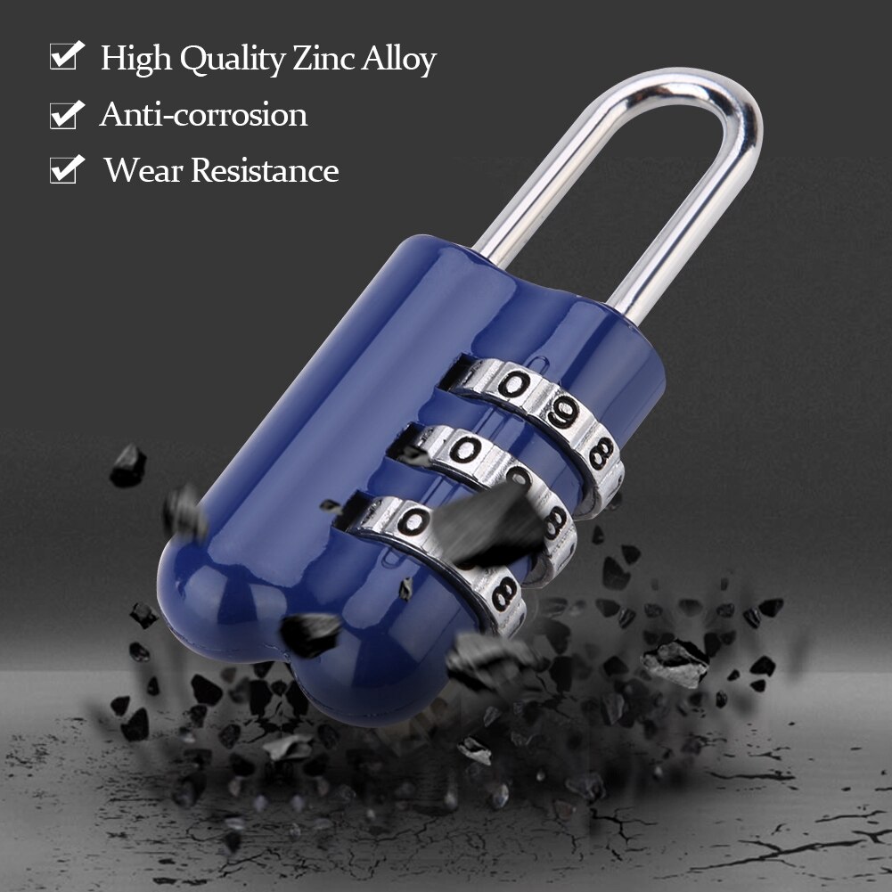 Dial Digit Number Code Lock 3-Digit Combination Password Lock Zinc Alloy Luggage Padlock Coded Lock Travel Anti Theft key lock