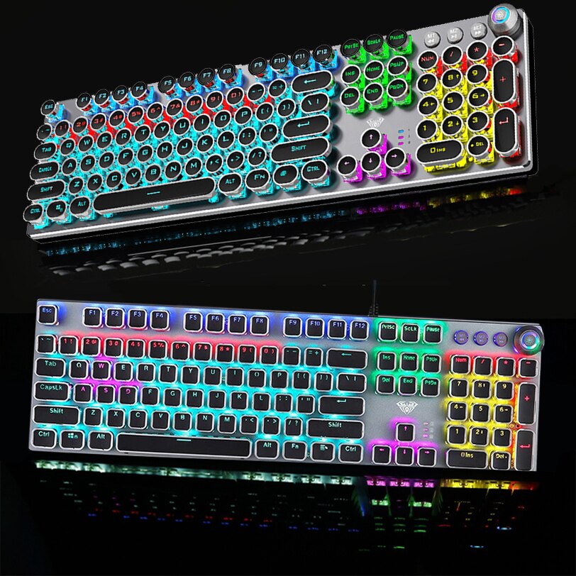 listing104-Key macro definition gaming keyboard desktop multimedia rotary button mechanical gaming keyboard+stickers