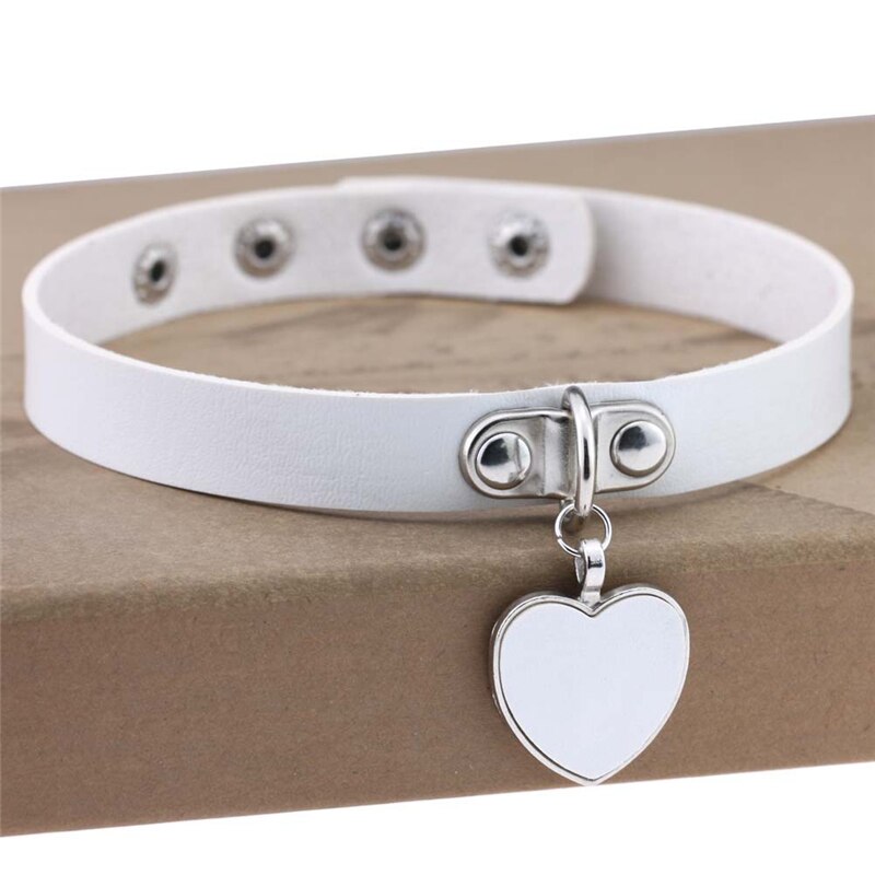 Heart Pendant PU Leather Choker Necklace Girls Punk Statement Jewelry Wedding Party Jewelry Accessories