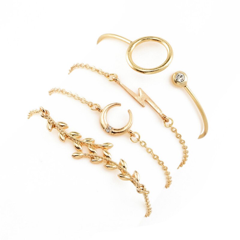 4psc/Neue schmuck blätter mond blitz frauen armband armband kombination set
