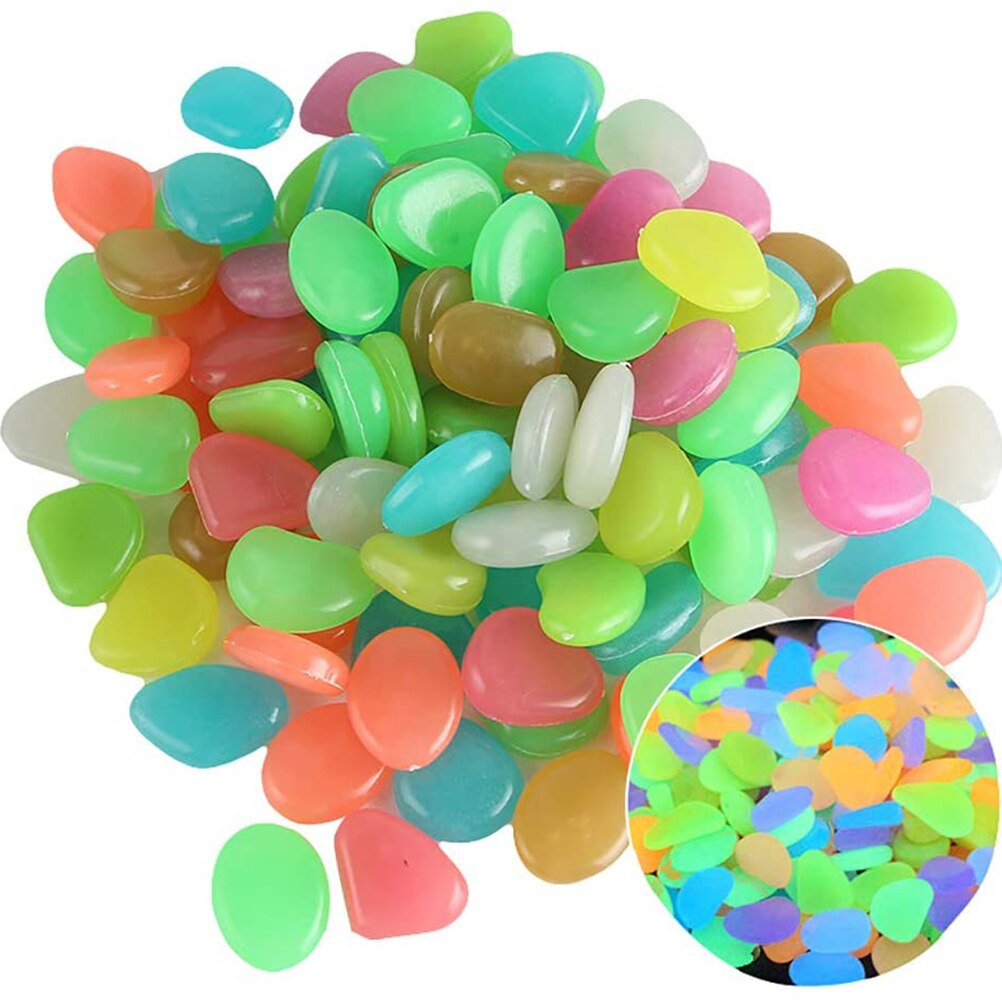 100Pcs Glow In The Dark Pebbles Glow Stones Rocks Lichtgevende Pebble Voor Outdoor Decor Tuin Gazon Yard Aquarium Loopbrug fish Tank
