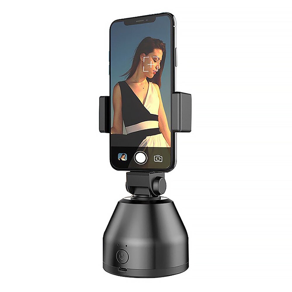 360 ° selfie-fotografering gimbal roterende intelligent sporingsansiktsgjenkjenning objektsporingsholder til telefonkamera til vlogg-video: Svart