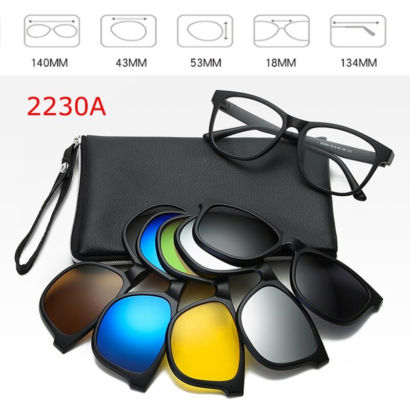 Moda optyczna ramka do okularów mężczyźni kobiety krótkowzroczność z 5 okulary przeciwsłoneczne w formie nakładki spolaryzowane okulary magnetyczne dla mężczyzn okulary RS1019: RS1019 2230A