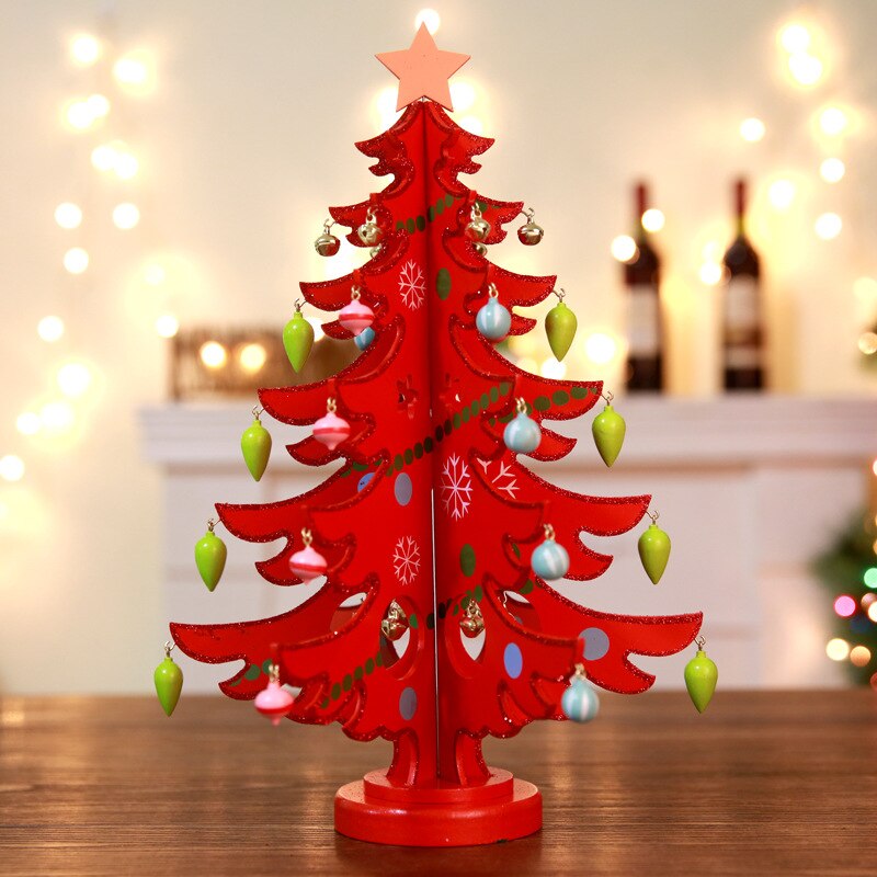 Christmas Decorations Three-dimensional Wooden Christmas Tree Wooden Office Cashier Desktop Decoration Props