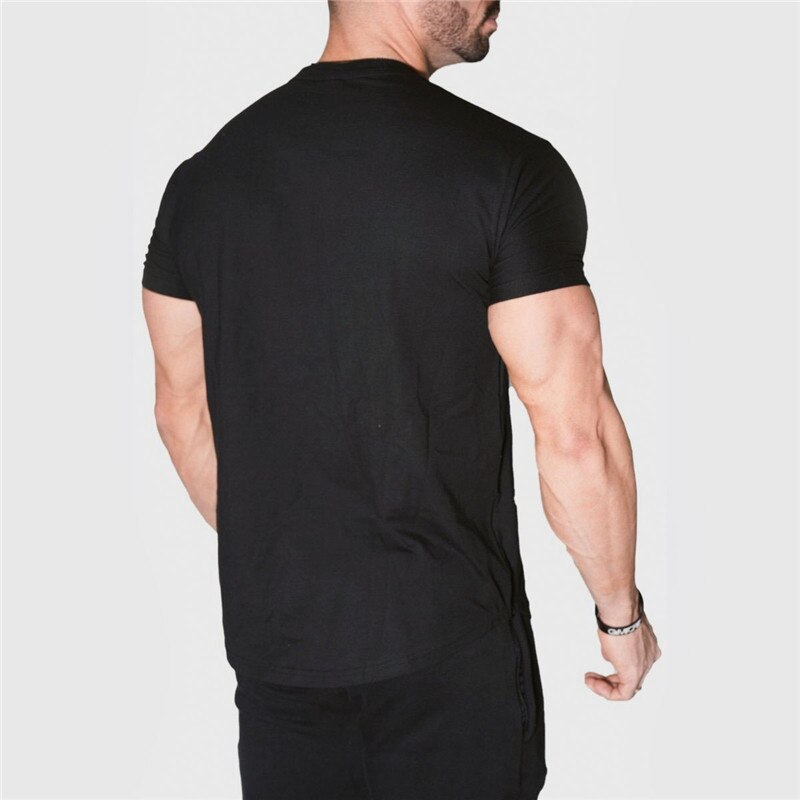 GITF Men Running Jogging Cotton t shirt Gym Fitness Bodybuilding Workout Training Short sleeve T-shirts Male Tees Tops Clothing