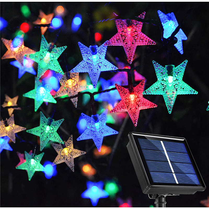 Solar Star String Lights 8 Modes Solar Powered Twinkle Fairy Lights Waterproof Star Light for Outdoor Gardens Lawn Christmas: multicolour / 7M 50LEDS