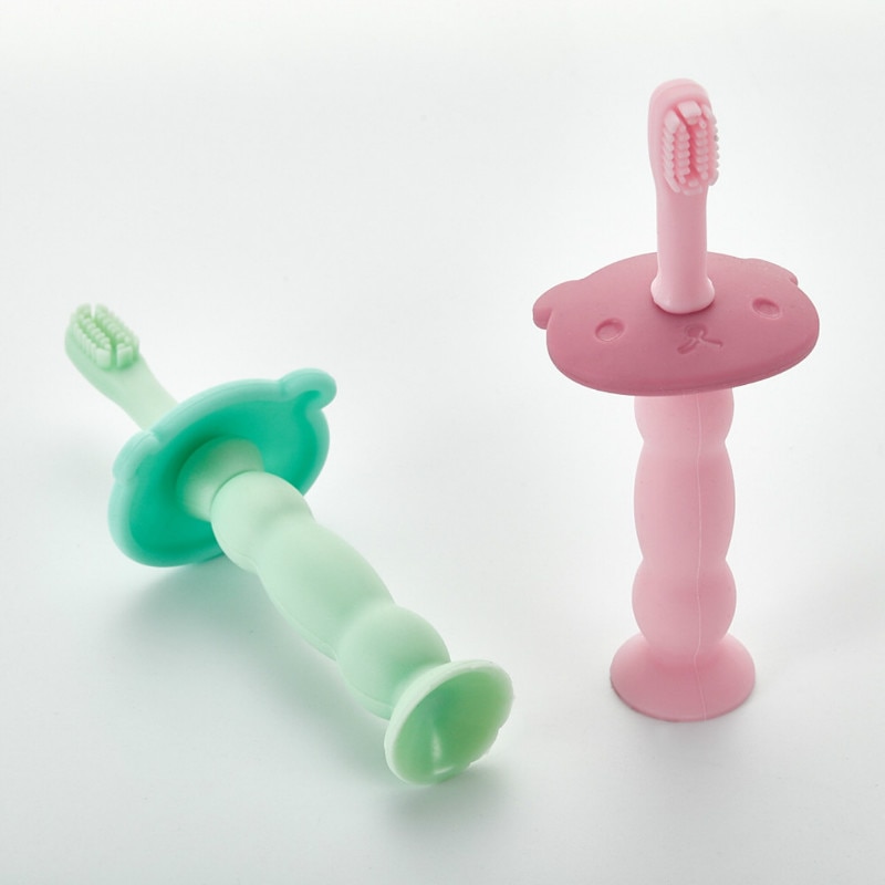 bambino in silicone formazione spazzolino da denti bambino speciale morbida pelliccia igiene orale spazzolino da denti di latte scatola di immagazzinaggio di consegna dei bambini del silicone spazzolino da denti