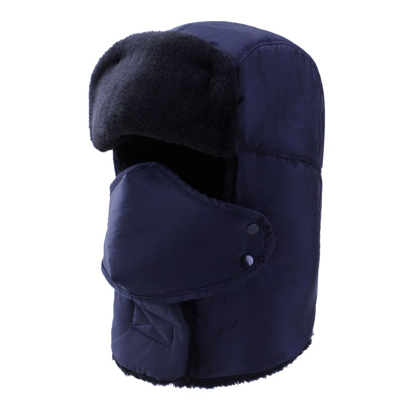 Vinter mænd og kvinder varm fiskeri hat udendørs fortykkelse bjergbestigning kold cap ørebeskyttere holde varm cap: Blå