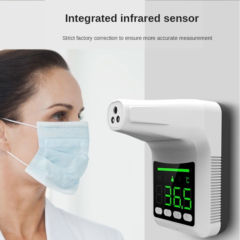 K3Pro Updated Forehead Digital Infrared Thermometer Non-Contact Wall-Mounted Fixed Electronic Voice Thermometer for Store Office