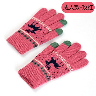 Neue kinder handschuhe in herbst und winter große kinder warme wolle gebürstet Weihnachten deer handschuhe eltern-kind handschuhe kinder: rose red