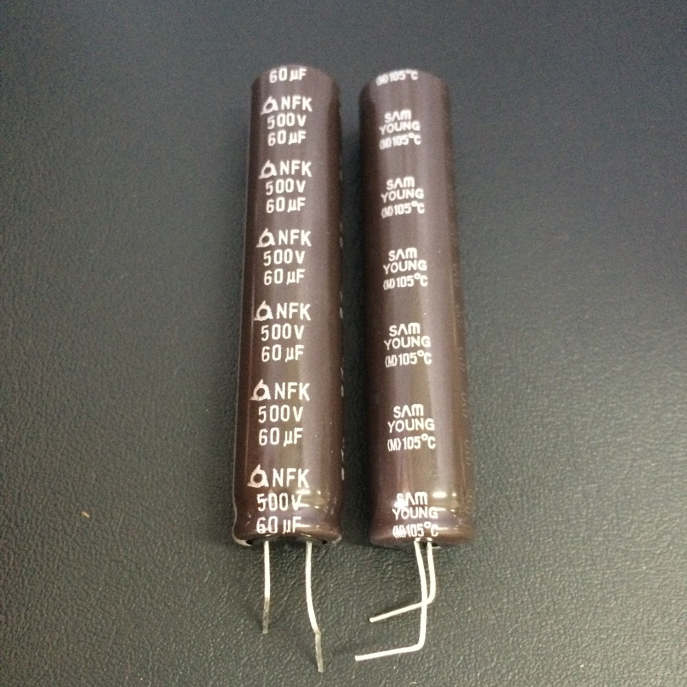 5 stk 60uf 500v samyoung nfk serie 12.5 x 60mm 500 v 60uf aluminium elektrolytiske kondensatorer
