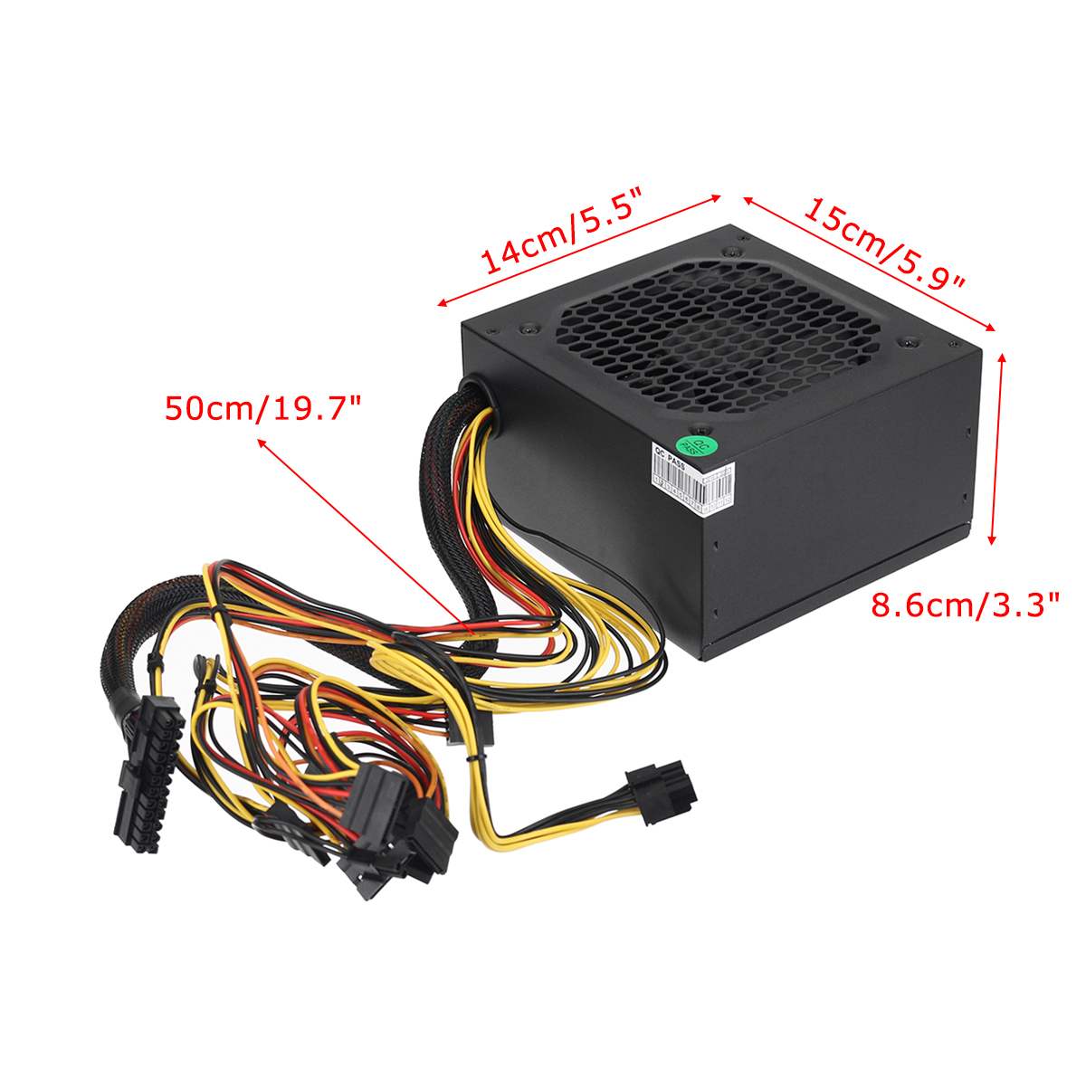 650W PC Power Supply For Computer Module PC PSU PFC 24Pin SATA 6Pin 4Pin 12cm Quiet LED Fan 110~230V Efficiency 80%
