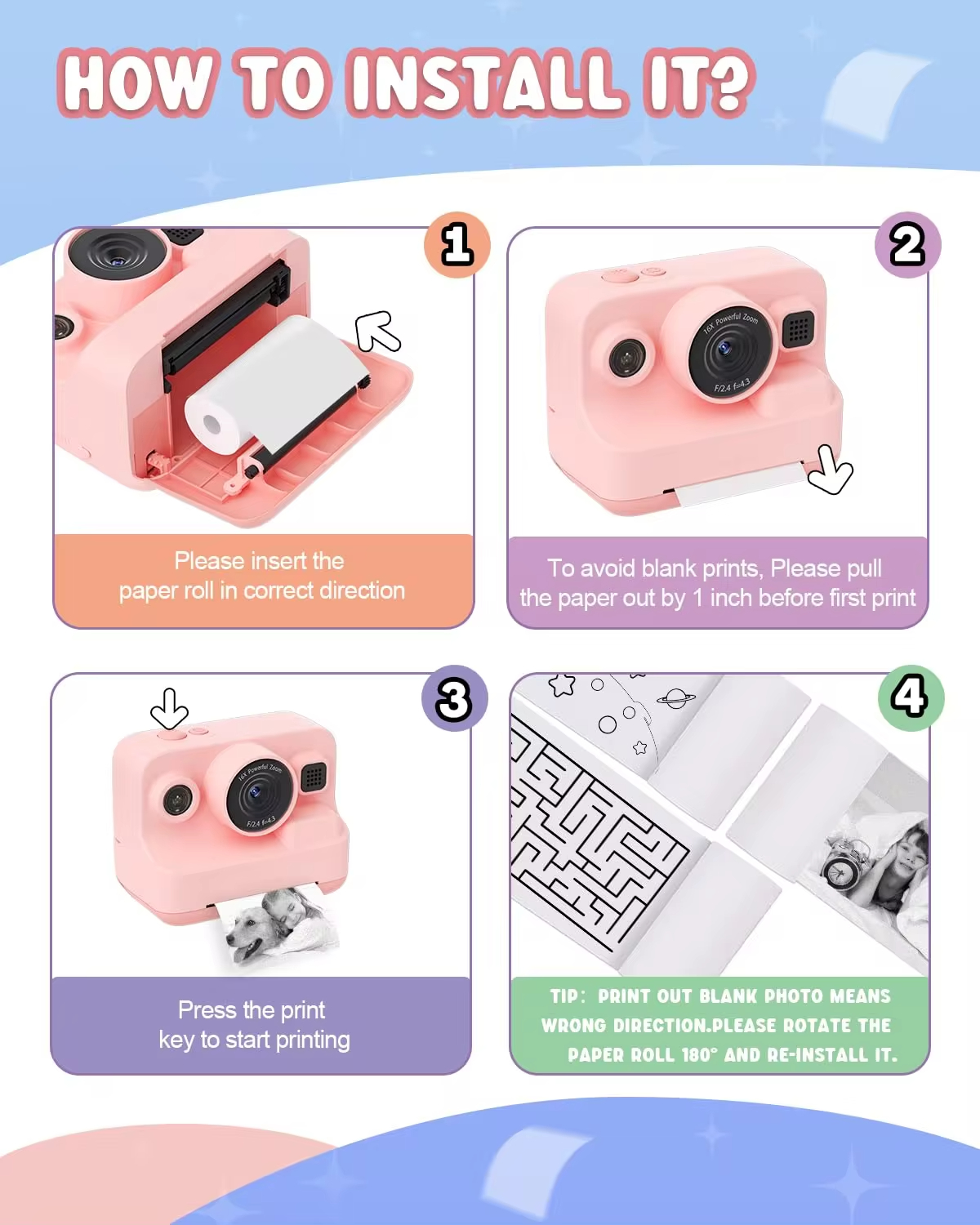 Mini-printpapier Afdrukken Camera Navulling Thermisch papier 10 rollen BPA-vrij Compatibel met alle 57 mm thermische zakprinters