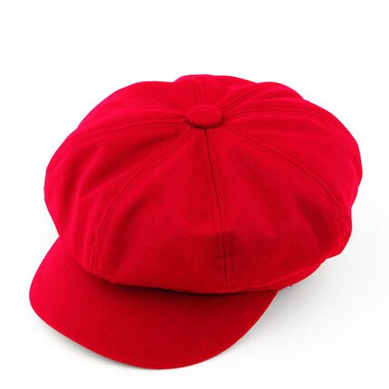54cm 56cm 57.5cm 59cm 61-62cm barn canvas tidningspojke keps dam målare hatt ull filt basker män stor storlek åttkantig hatt: Duk röd / 54cm