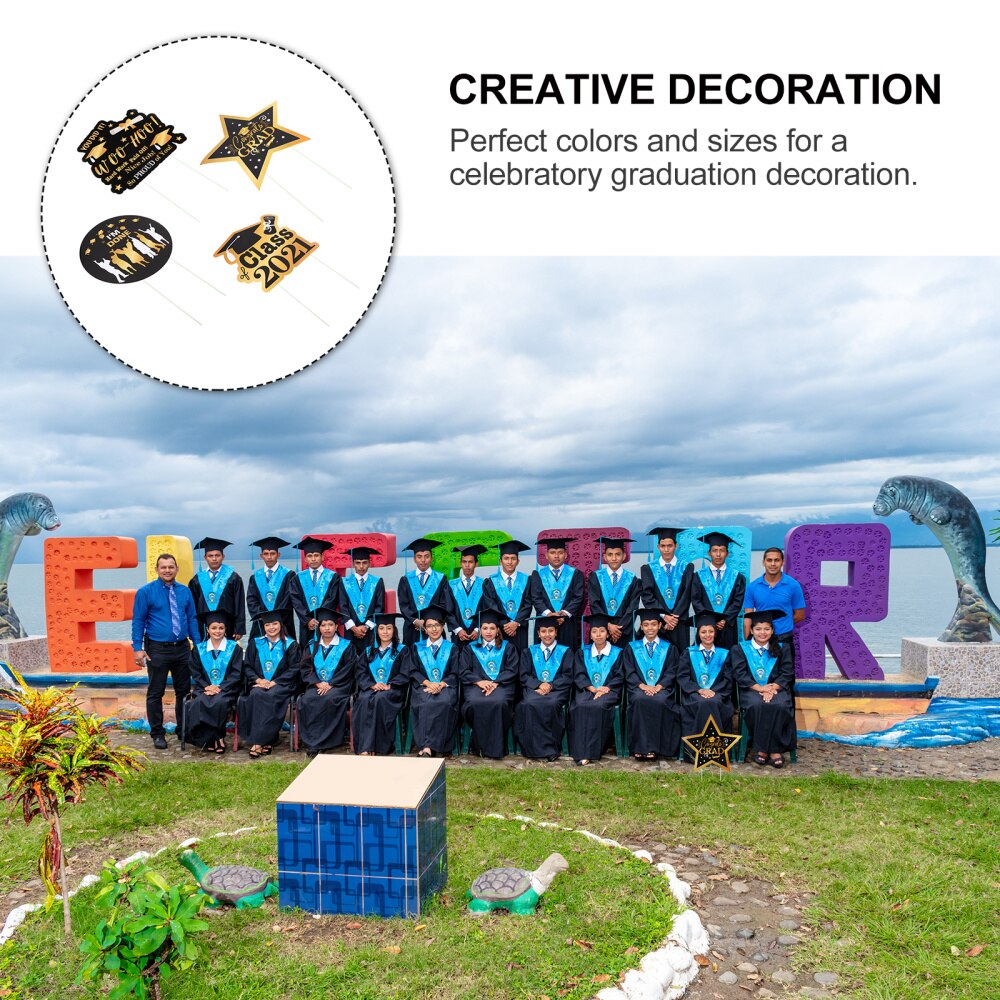 4pcs Graduation Theme Yard Signs Graduation Garden Yard Signs Outdoor Party Decorative Plastic Lawn Signs Home Decor