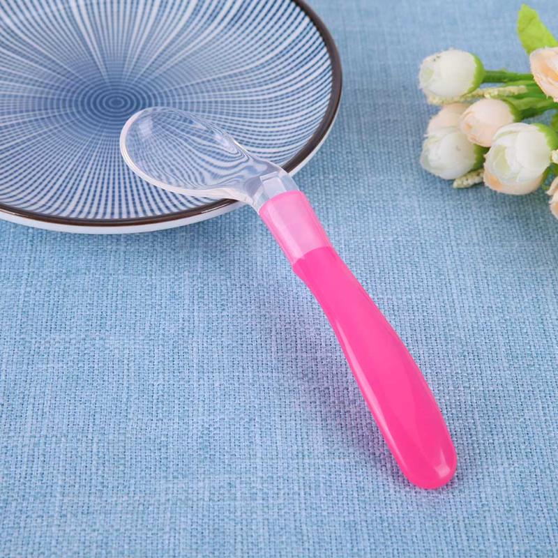 Barn barn bestick matskedar säkerhet mjuk sked baby bestick baby säkerhet temperaturavkänning baby kiselsked