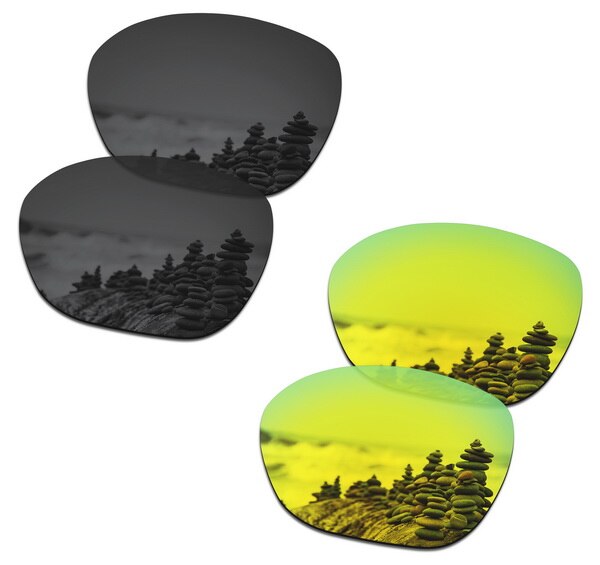 SmartVLT Replacement Lenses Polarized for Oakley Overtime Sunglasses - Multiple Pairs Packed: Black and 24K Gold