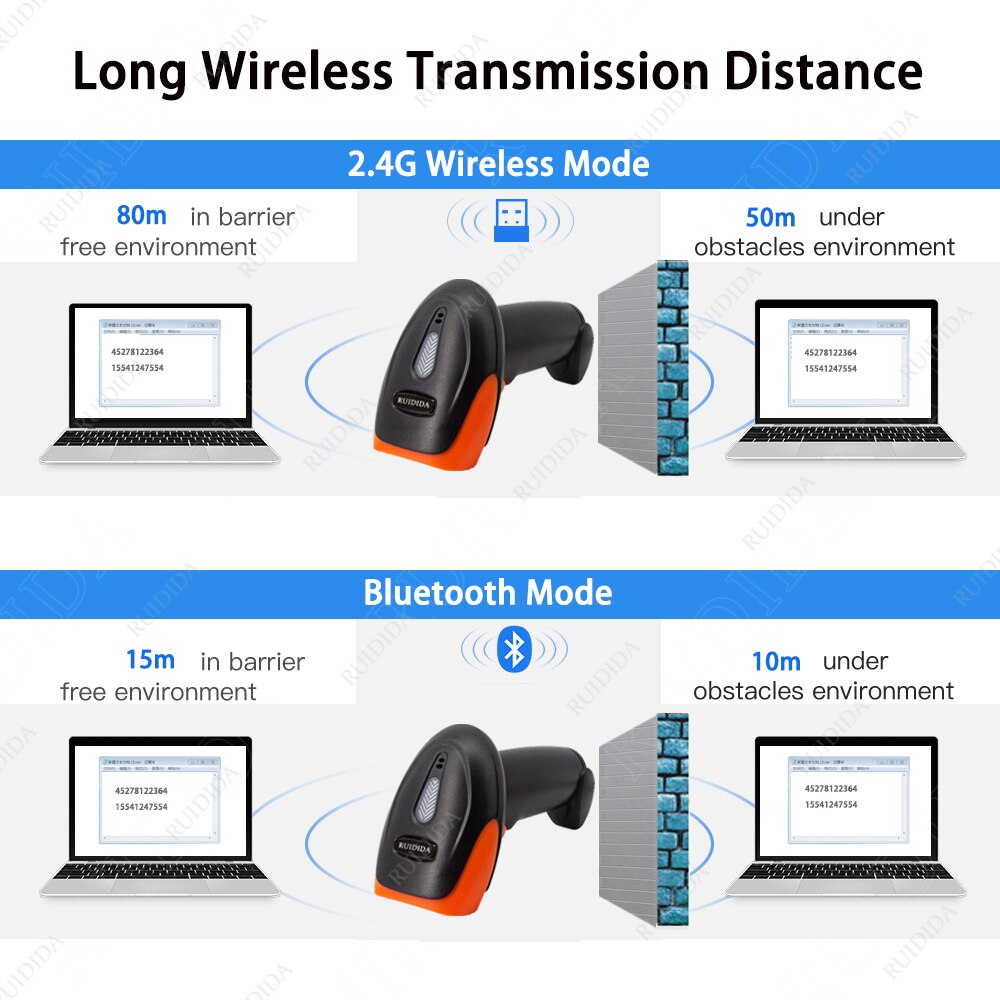 Handheld kabellos Scanner 2d QR Barcode Scanner verdrahtet 1D/2D QR Code Leser Bluetooth Bar Code Scanner USB PDF417 barras