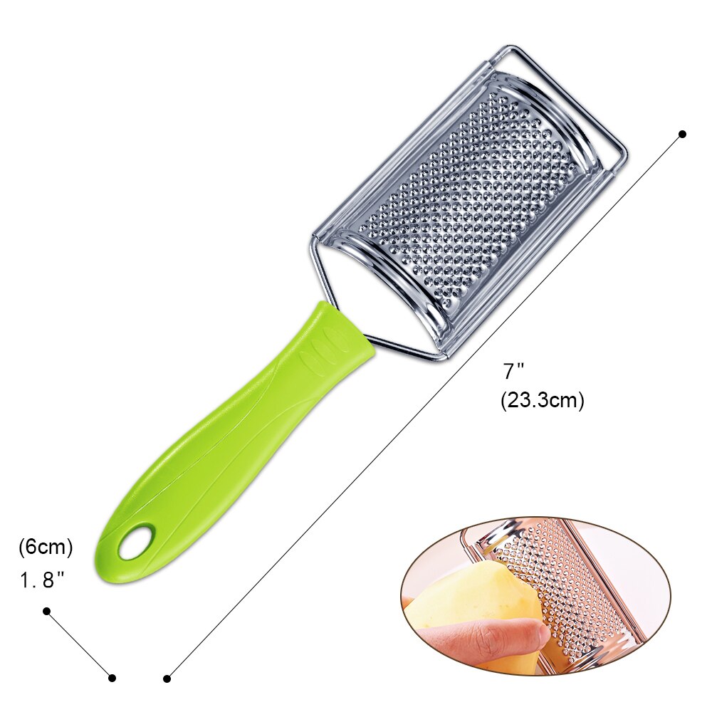 Stainless Steel Cheese Grater Multi-Purpose Kitchen Food Graters For Cheese Chocolate Butter Fruit Vegetable Non-slip Handle: green