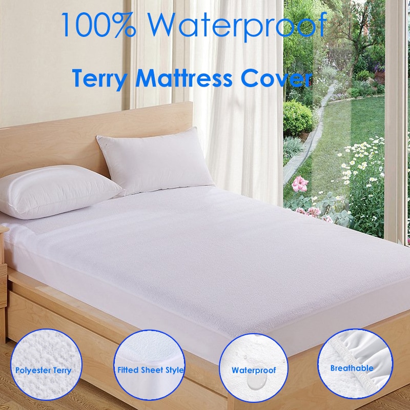 IROYAL 180*200 cm Terry Waterdichte Matrashoes Anti-mijt Ademend Hypoallergeen Bescherming Bed Pad Matras Protector 1 st