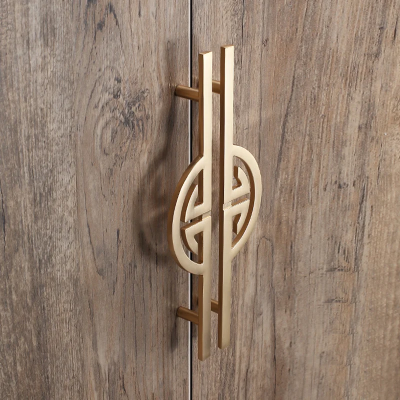 Poignée de porte dorée de style chinois, bouton de porte d'armoire, armoire à chaussures allongée, quincaillerie de meubles, , 1 pièce