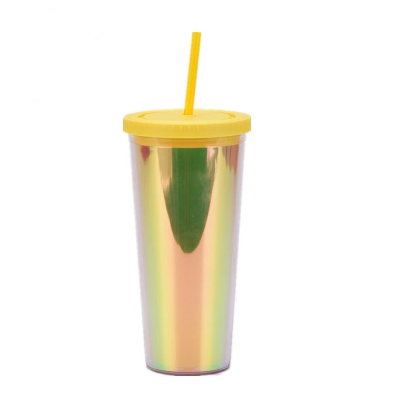 450ml/700ml Durian Cup Gradient Plastic Water Cup With Straw And Lid Double-Layer Reusable Tumbler Coffee Mugs Kitchen Drinkware: 03 700ml
