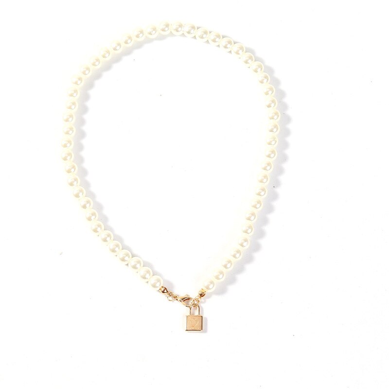 KMVEXO Bohemian Shell Hoofd Lock Ronde Gesimuleerde Parel Kralen Choker Ketting voor Bruiden Vrouwen Vrouwelijke Bruids Bruiloft Sieraden: Lock