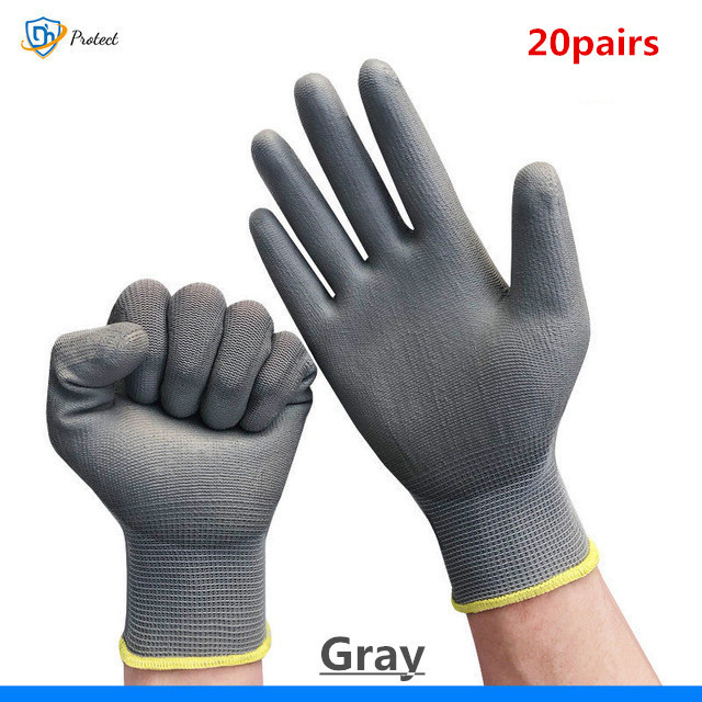6-30 Paar Nylon-Pu-Handschuhe Sicherheits arbeits handschuhe reparieren Spezial handschuhe Palmen beschichtete Handschuhe Zimmermann Reparatur Arbeiter zubehör: Grau / L