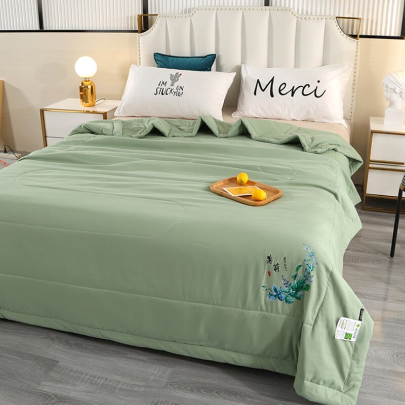 Mint Airconditioning Quilt Eenvoudige Japanse Stijl Zomer Koel Dekbed Enkel Dubbel Student Quilt: 4 / 150X200CM