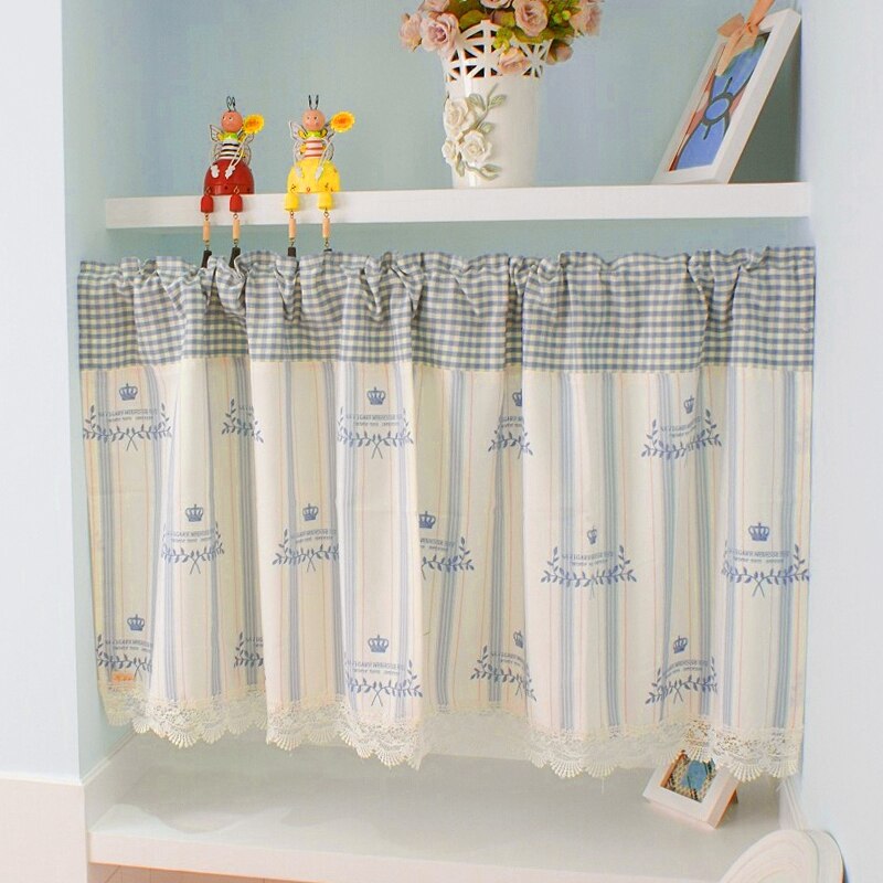 Bedroom Bay Window Curtains Pastoral Style Short Curtain for Kitchen Living Room Divided Panel Home Cabinet Door Drapes